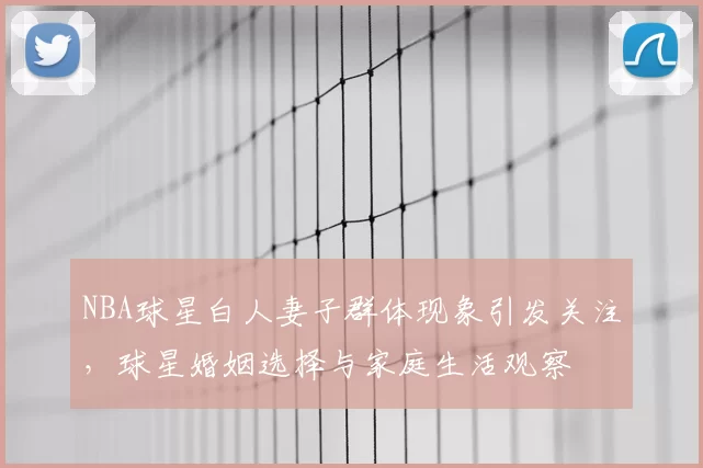 NBA球星白人妻子群体现象引发关注，球星婚姻选择与家庭生活观察